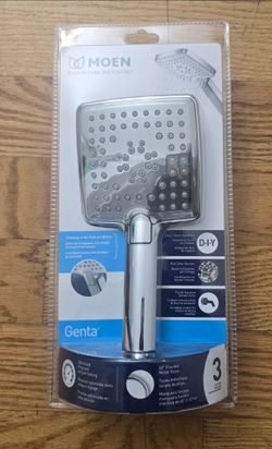 Moen Genta Handheld Shower Head 3-Spray 4" Square Modern Chrome 25017