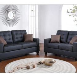 Black Sofa And Love Seat Set 