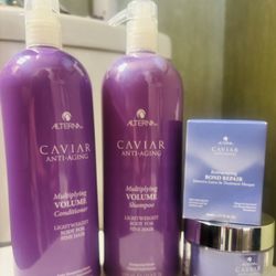 Caviar anti-Aging Volume Shampoo/Cond 33.8Fl Oz + Bond Repair Leave In & Bond Masque