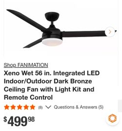 High End Fanimatiom Blk 56" Ceiling Fan New
