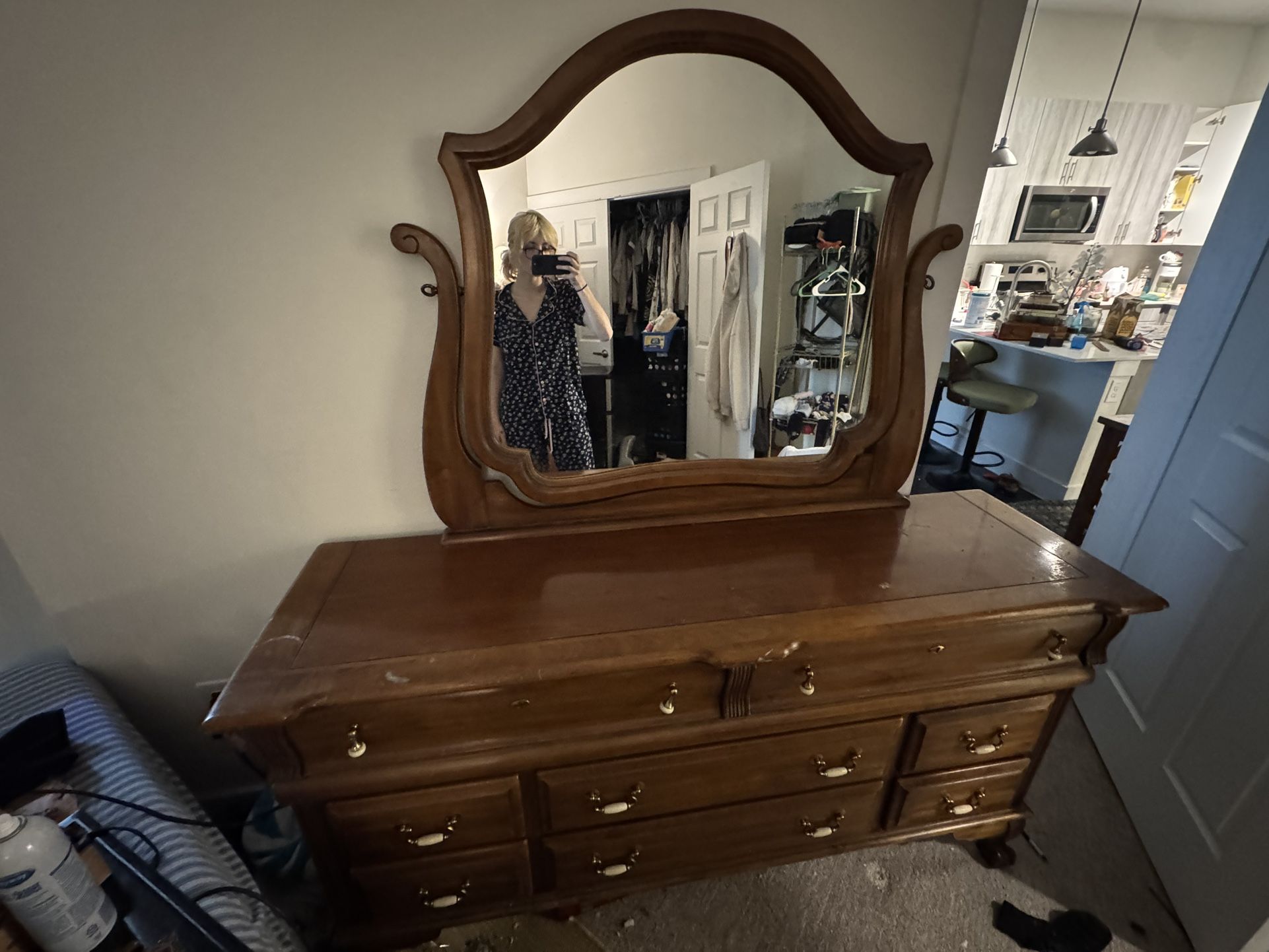 Natural antique wooden dresser