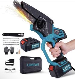 Mini Chainsaw Cordless 6-Inch, 650W Electric Chainsaw with 3000mAh 2 Battery, Auto Oiler, Tool-Free