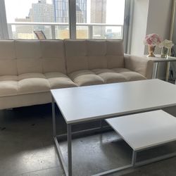 Velvet beige Couch/futon From Wayfair 