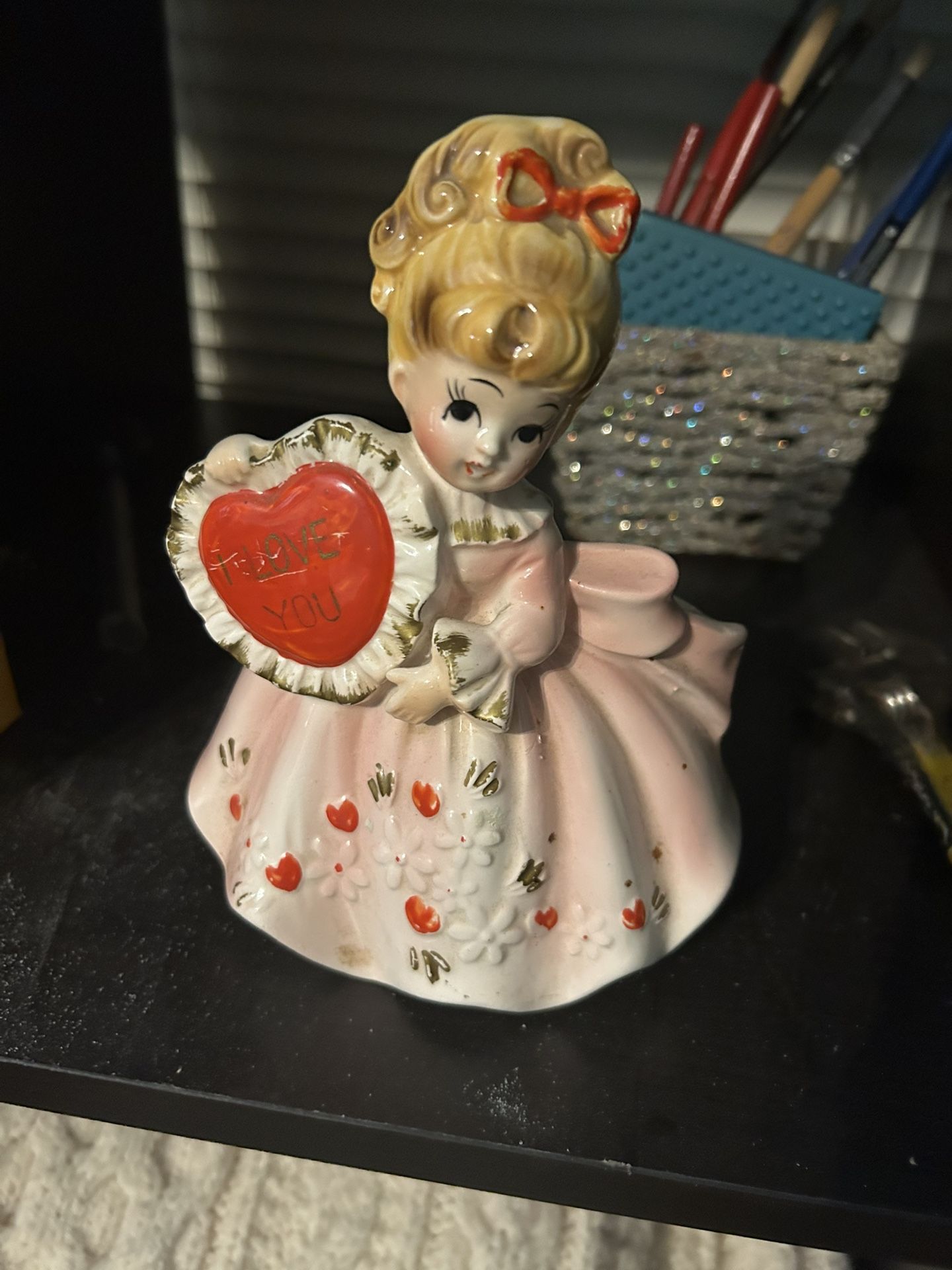 Vintage Valentine Girl Planter