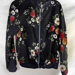 Floral Zip Up Women’s Top Size Large