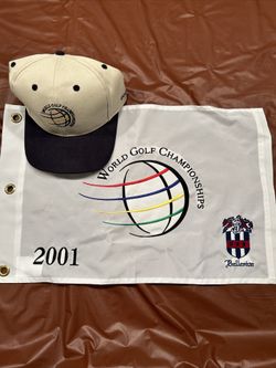 Official PGA 2001 World Golf Championships Bellerive Tour Flag And Hat Package