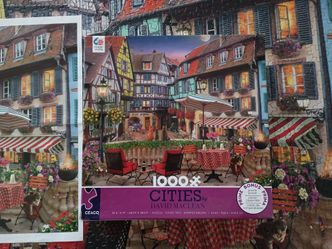 3/$10 🌟 Cities by David Maclean 1000 Piece Puzzle Colorful European Village