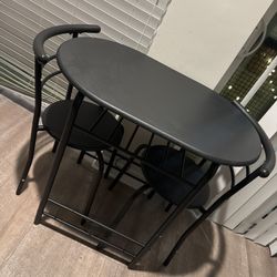 Modern 3-Piece Bistro Table & Chairs Set – Space-Saving Design