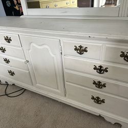 Real Solid Wood Dresser And Mirror 