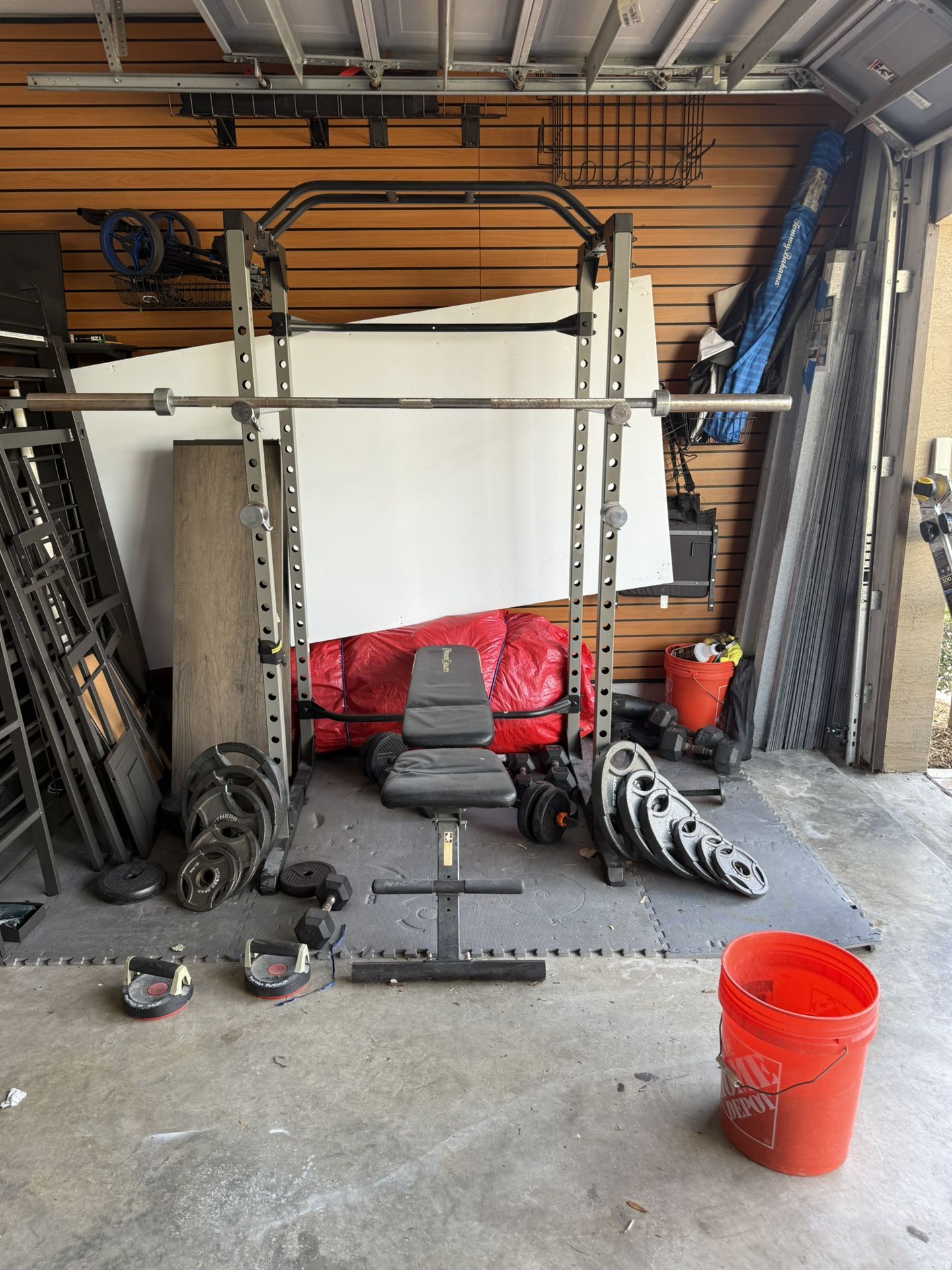 Weight Bench, Rack, And Weights