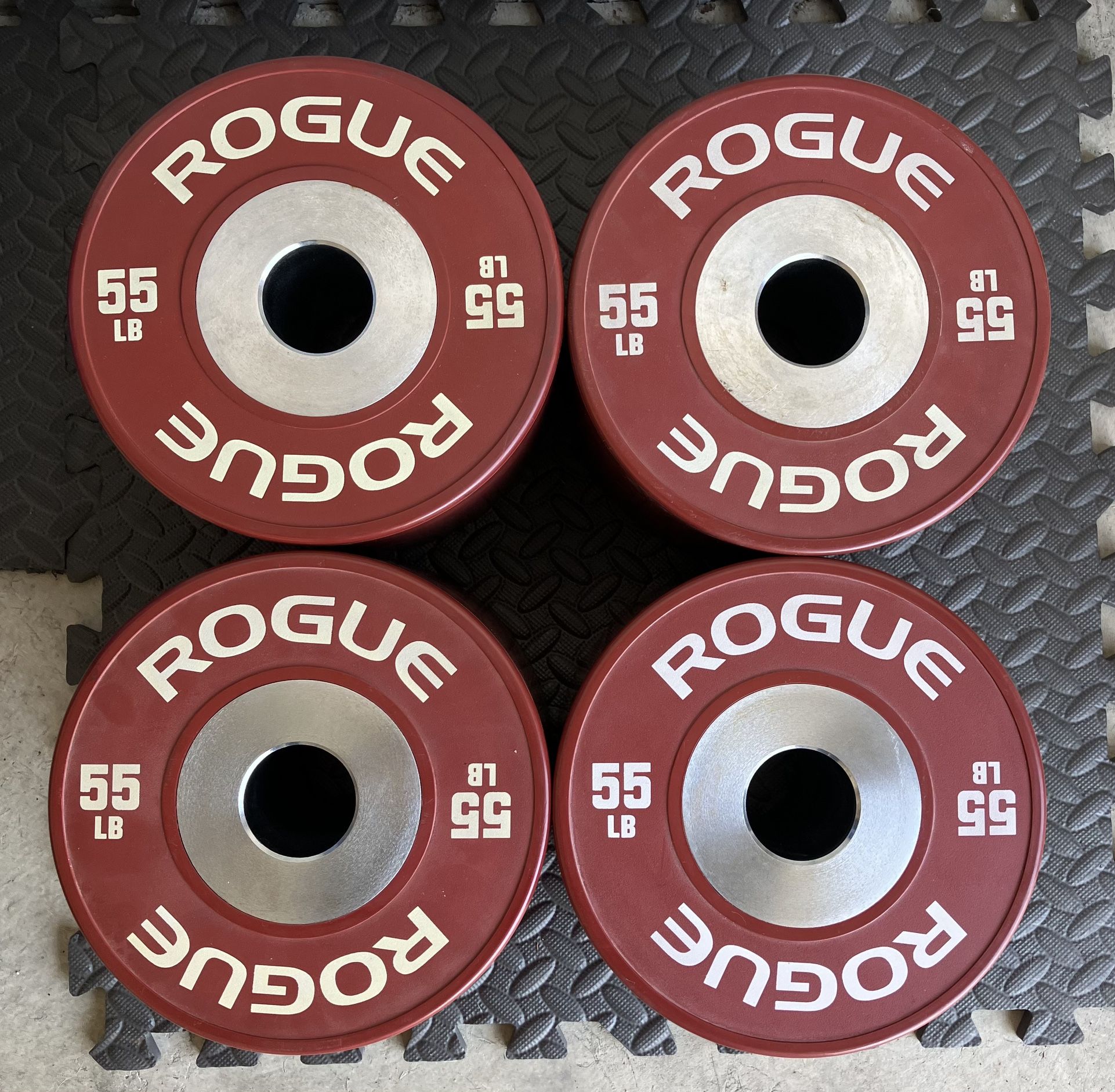 Rogue 55lb Dumbbell Bumpers Dumbbells Bumper Weight Olympic 2” Weights 55lbs lb lbs 55 Fitness Loadable