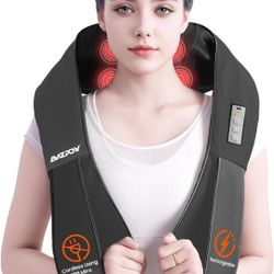 AMZPONY Cordless Neck Massager for Pain Relief Deep Tissue, Rechargeable Shiatsu Neck and Back Massager Portable Kneading Shoulder Massage for Body M