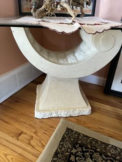 4 Tables - Seashell Beach Glass Top Side Table Coffee Table 