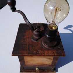 Antique Coffee Grinder/ Repurposed Lamp 