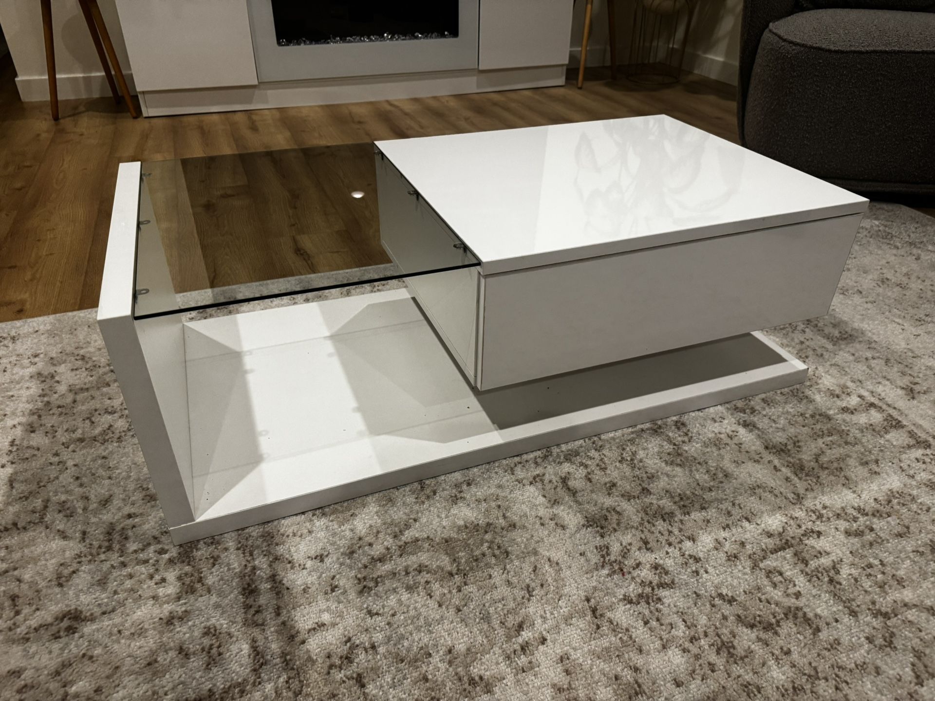 White coffee Table With Drawer Storage
