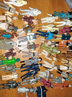 Vintage all original 1970s 1977 Kenner star wars action figure collection Luke Skywalker Han Solo stormtrooper x wing pilot