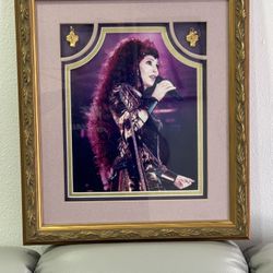 Cher Signed Concert Photo Framed  comes with Earrings she Wore. Two Authenticity Certificates Extremely Rare Piece. 