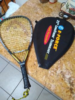 Tennis racket with 5" leader handle like New with cover