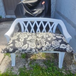 PLASTIC BENCH WITH NICE THICK PILLOWS