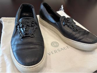 Versace Palazzo Medusa Black Leather Sneakers