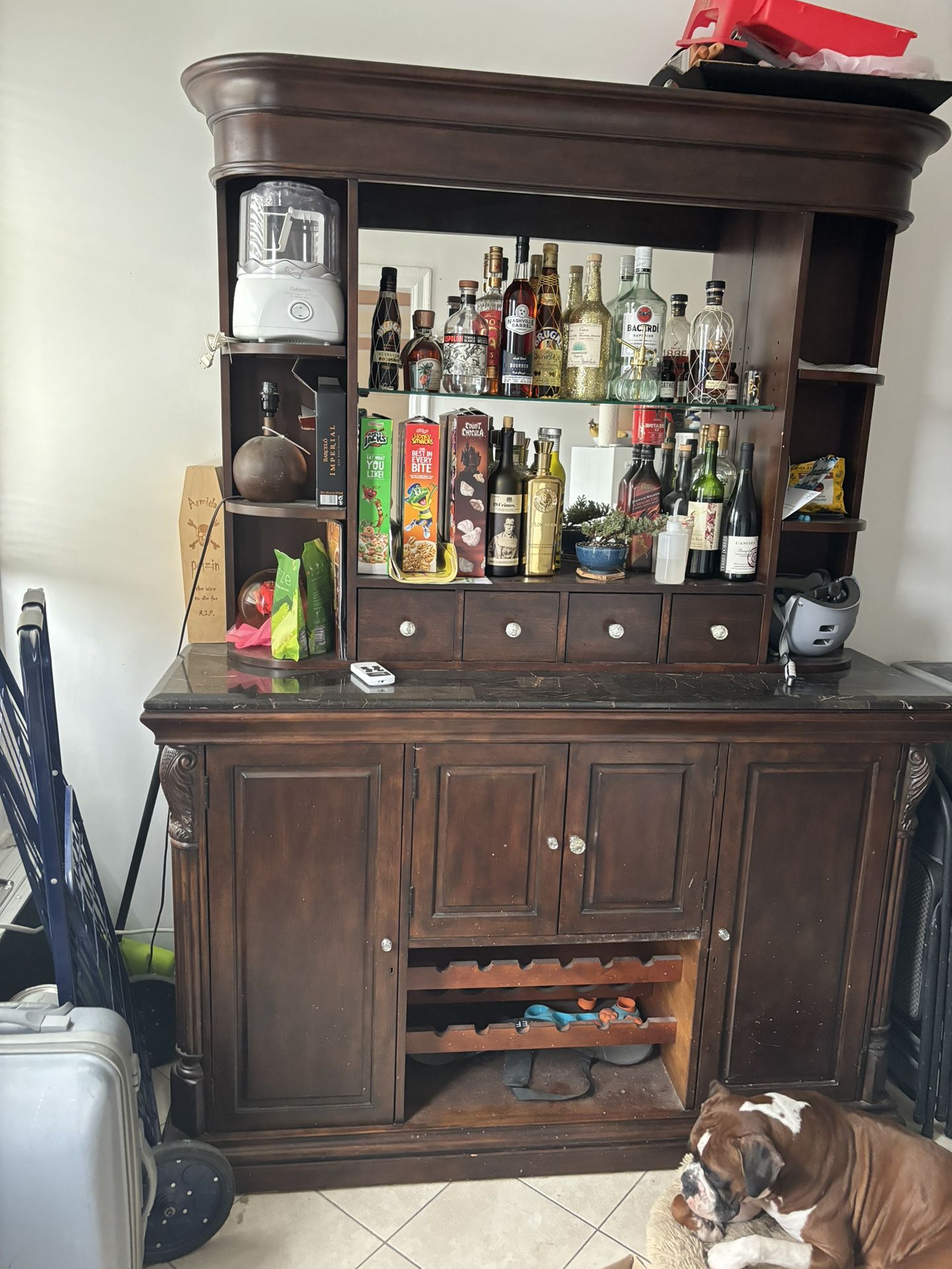 BAR TOP , WINE RACK, And cabinets (china Cabinet)