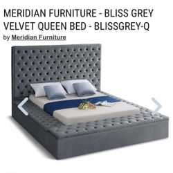 Grey Queen Size Bed, 3 Piece Sectional & Mirrored Dresser