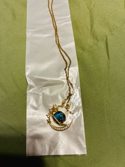 Gold-Tone Planet Moon Pendant Necklace