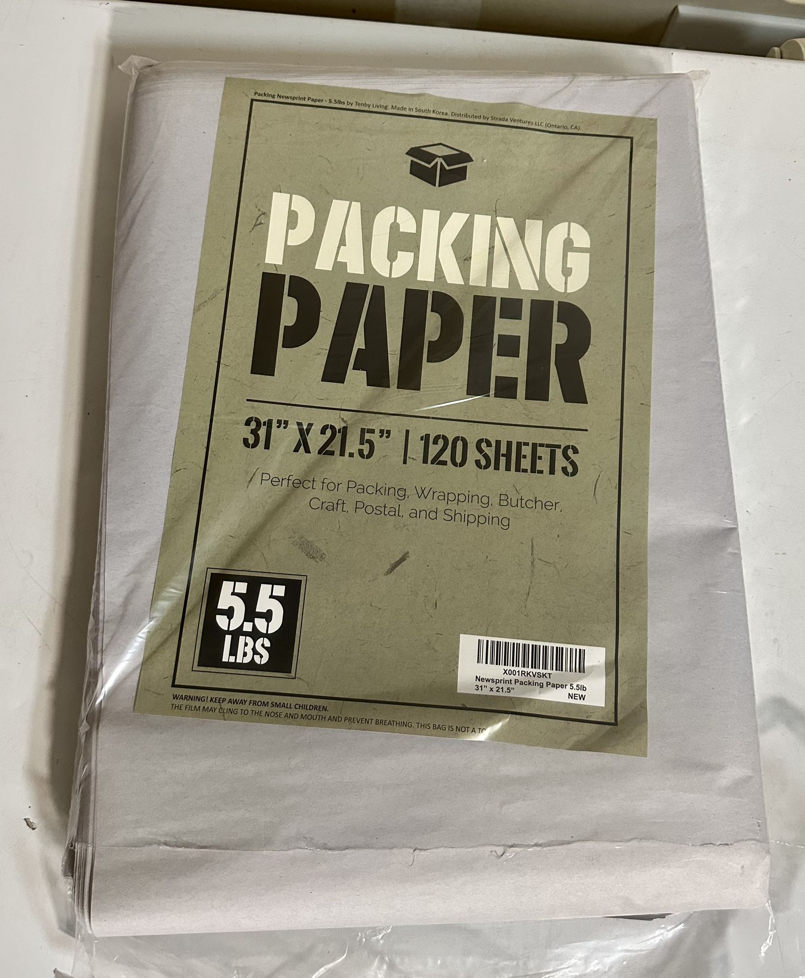 Moving Packing Paper: 5.5 lbs of Uncoated, Unbleached, and Unwaxed