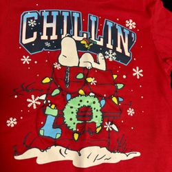 Snoopy 'Chillin' Christmas T-Shirt Boys Sz. 8