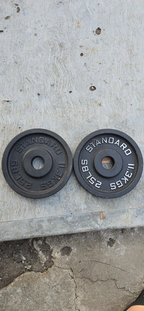 Standard Barbell Olympic Weights Pair of 25lbs Plates