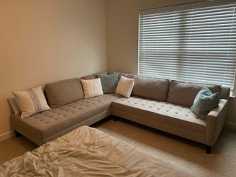 L shaped couch tan