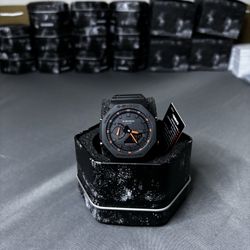 Casio G-Shock GA-2100 Black with Neon Orange Accents - New
