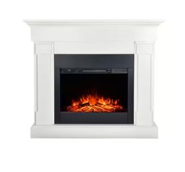 25 in. x 18 in. 1500-Watt Black Electric Firebox Fireplace Heater Insert Glass Panel with Remote