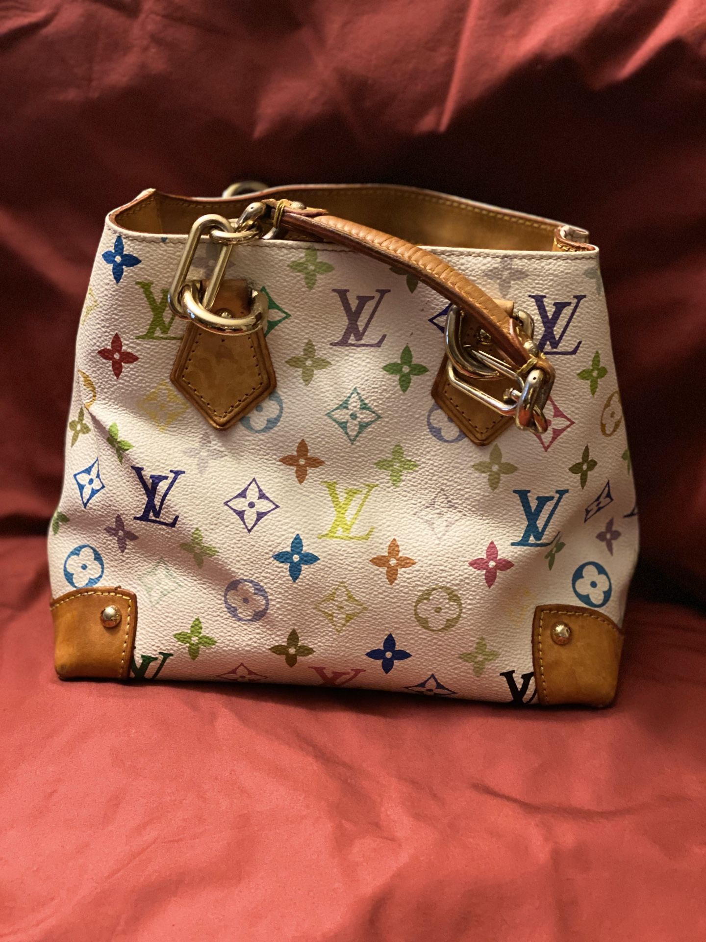 Authentic Louis Vuitton Audra White and Multicolor Bag