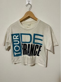 True Vintage 1980s Tour De France Crop Graphic Tee Shirt 100% Cotton Made In USA