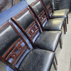 4 Leather Seat Chairs