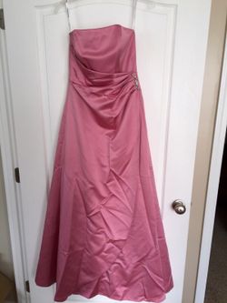 Formal pink long strapless dress size 6