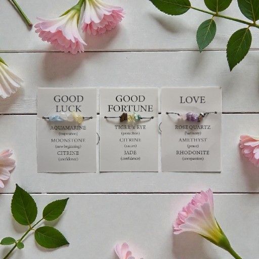 Set of Three Gemstone Rope Inspirational Bracelets 