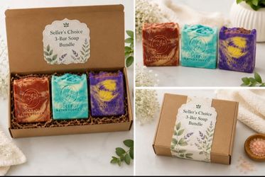 Artisan 3-Bar Handmade Soap Bundle. Seller’s Choice 3-Bar Soap