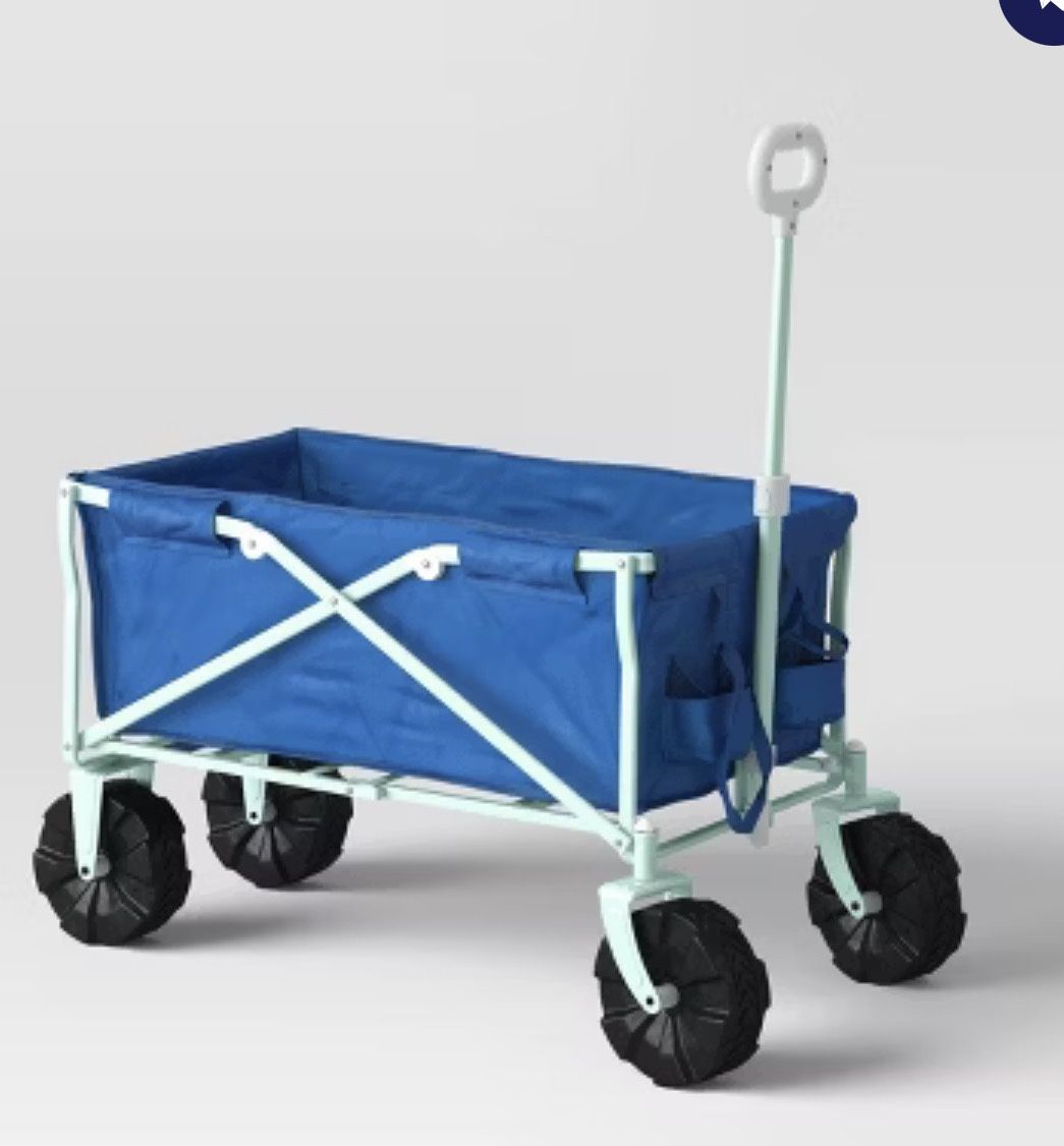 Flat Folding Wagon without Cargo Net Blue