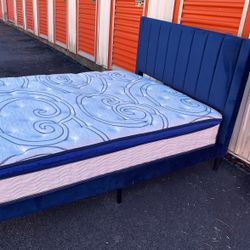 Blue Bed With Mattress Smoke Free And Pet Free Good and Clean Condition