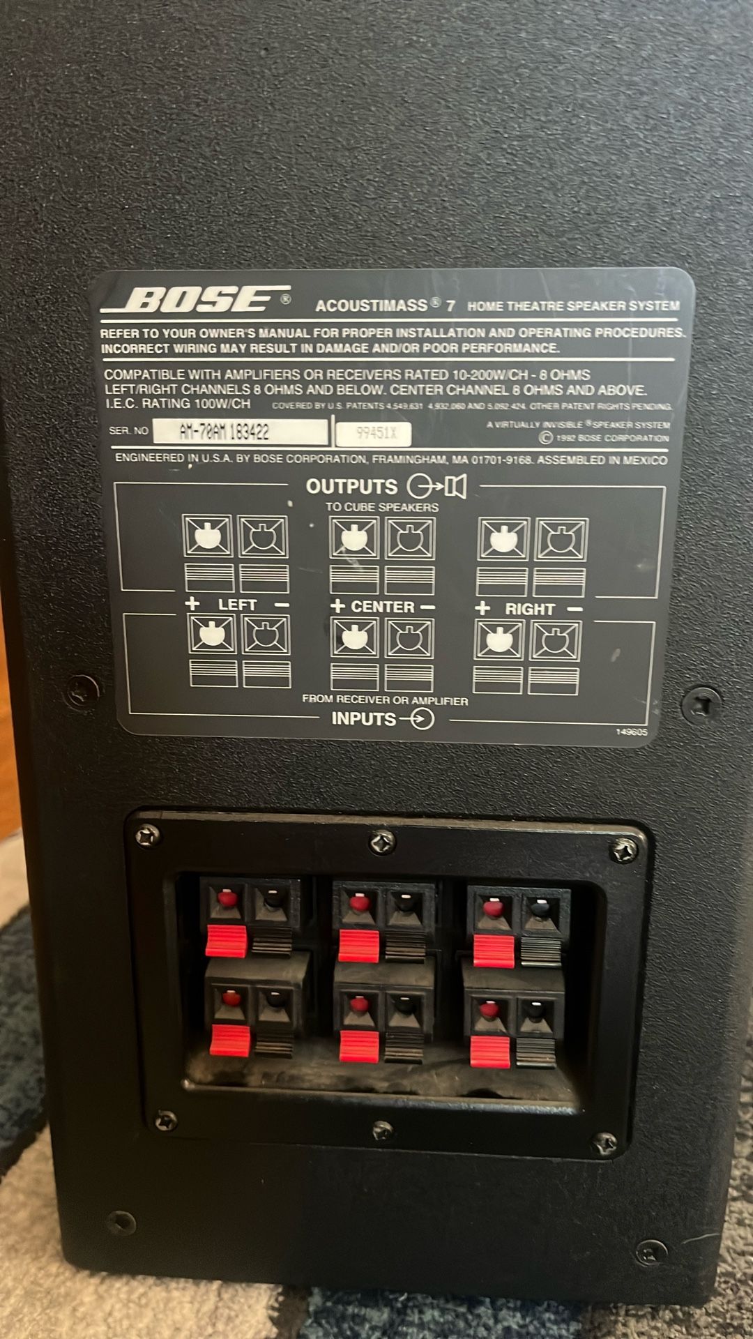 Bose Acoustinass7 Subwoofer And  5 Speakers