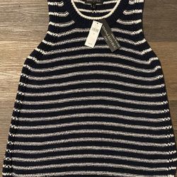 Striped Black & Cream Sweater Tank XS