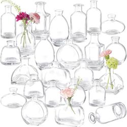 new open box DOLEEYAE Set of 24, Glass Bud Vases in Bulk, Clear Bud Vases for Centerpieces,wedding 