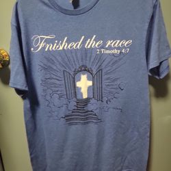 Royal Blue Tshirt 2 Timothy 4:7 Finished The Race Size medium 