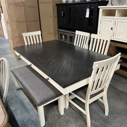 White Grey Dining Set 6 Piece Set 
