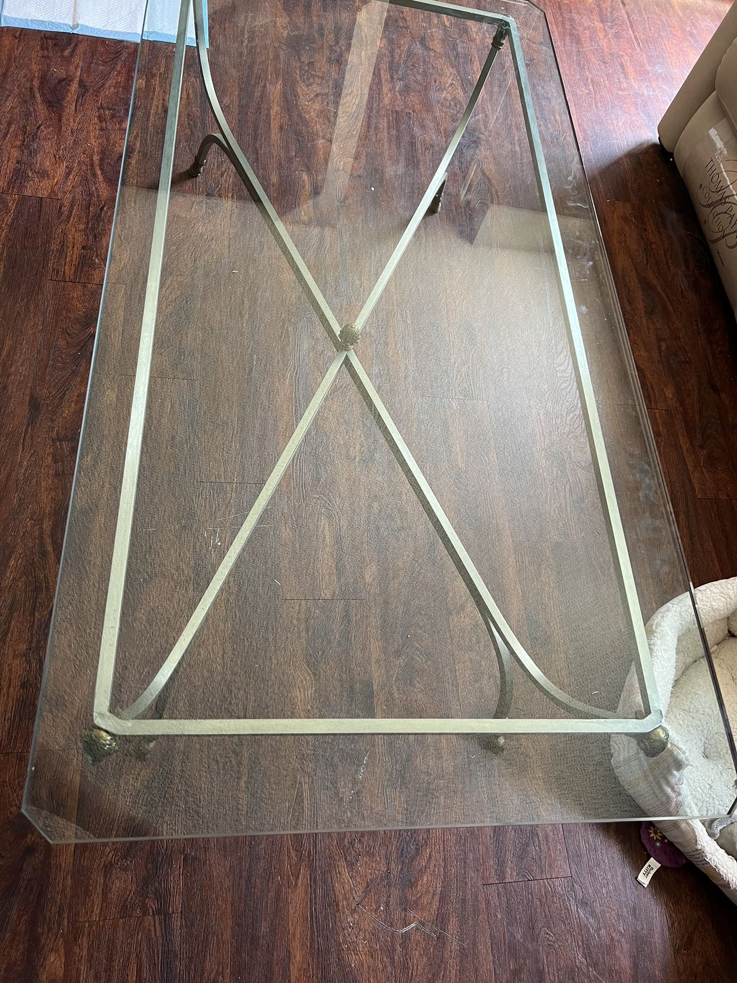 Maison Jansen Style Steel Brass and Glass Coffee Table