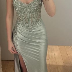 sage green prom dress