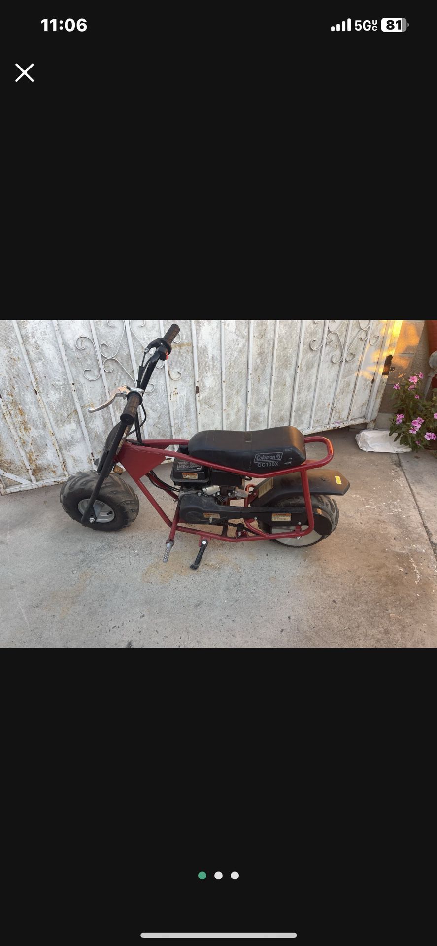 Coleman CC100X Gas Powered 98cc Red Power Ride-On Mini Bike Used USED USED READ ADD