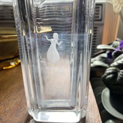Vintage Orrerfors Etched Glass, Girl With Birds Vase